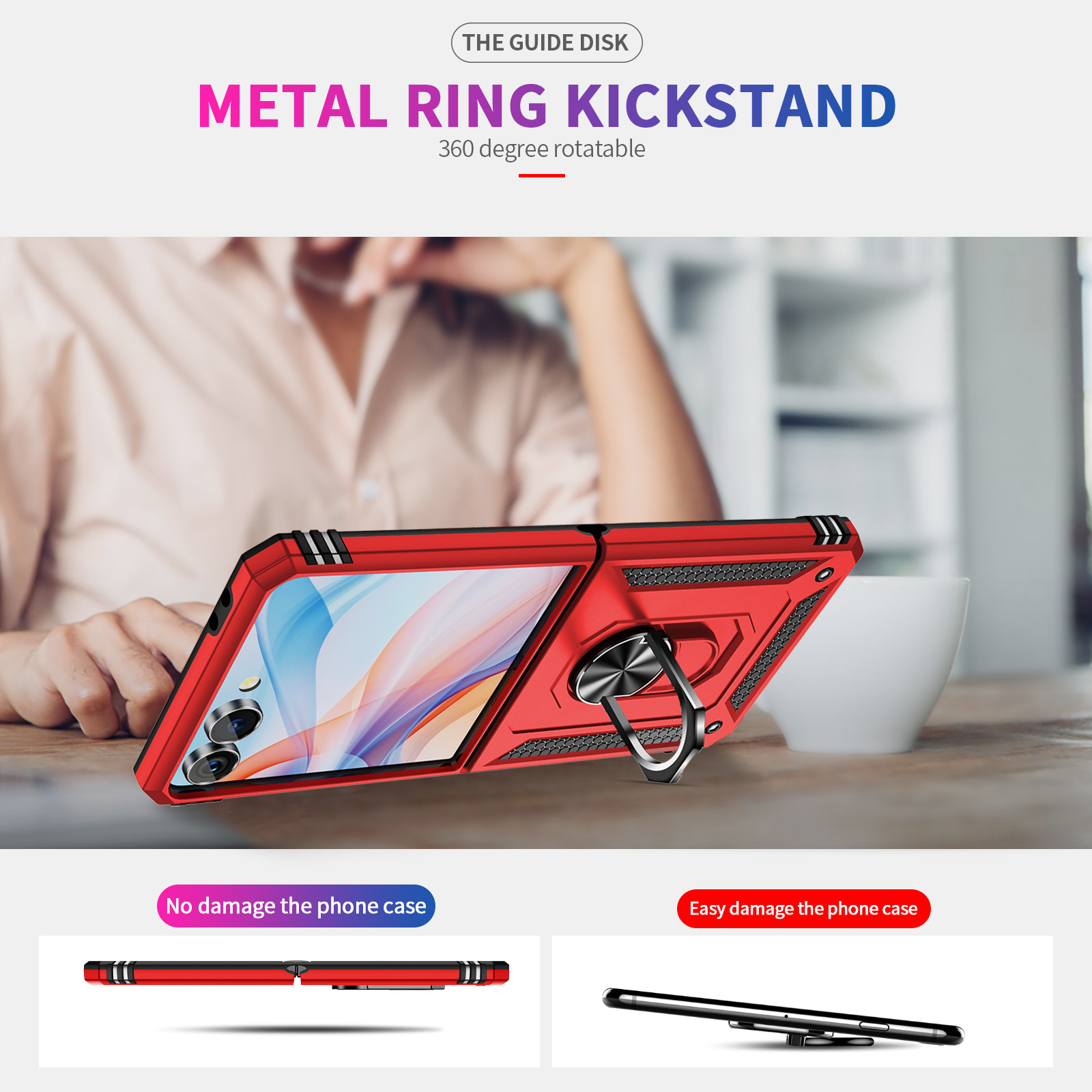 Capa de telefone à prova de ch - Phone Kickstand Ring avaliação e preço